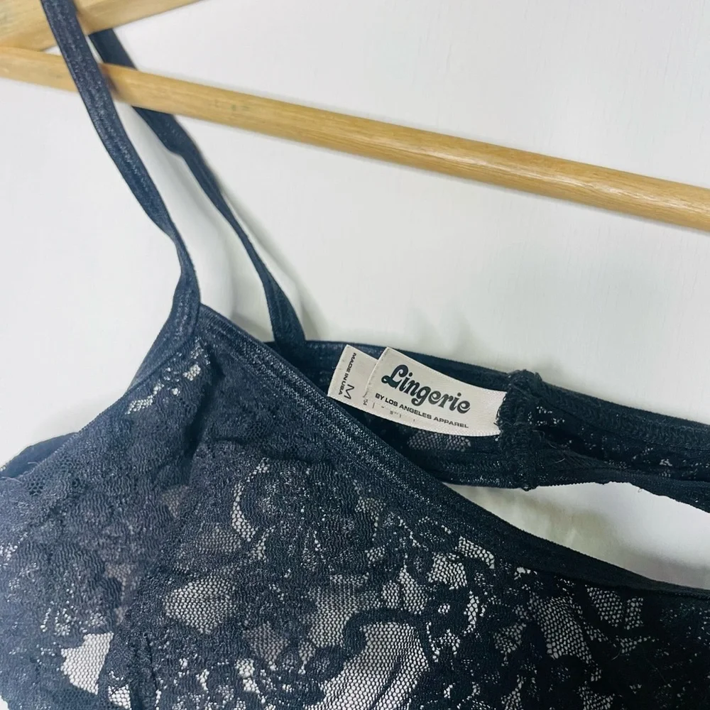 Los Angeles Apparel Floral Black Lace Bralette - Picture 4 of 5